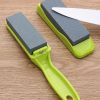 1pc Knife Sharpener With Handle; Sharpening Kitchen Tool; Household Labor-saving Sharpener - Green