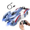 Electric Wall Climbing Car Toy 360° Rotating Shunt Car Remote Control Dual Mode RC Blue