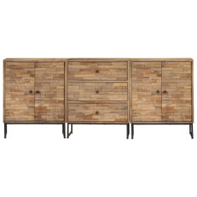 Sideboard Set 3 Pieces Reclaimed Teak Wood