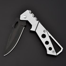 Stainless Steel Folding Knife, Outdoor Camping Hiking Pocket Knife, Self-Defense Folding Mini Knife, Men's Gift - black