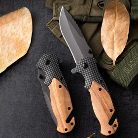 Multi Functional Single Handed Quick Folding Knife Suitable For Outdoor Camping And Fishing As A Gift For Dad And Husband - wood handle