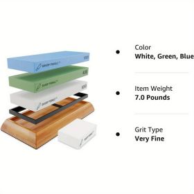 Sharpening stone, sharpening tool kit, with high-quality four sided 400/1000/6000 grit wet stone set, blade, gift - polychrome-3pcs