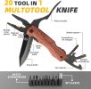 9 in 1 Multitool Pocket Knife - Black + Wood Grain