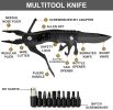 9 in 1 Multi-Tool Pocket Folding Blade Knife - Tactical Survival Rescue Gear Repair Equipment for Outdoor Camping and Emergency Situations - Black