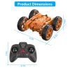 Kid Driving RC Stunt Car 7 Color Strip Light Dynamic Music Swing Arm Orange