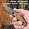 Tactical Knife, Convenient For Daily Carrying, Hunting, Camping, Survival, Men's Gift, Self-Defense Folding Knife - wood handle