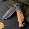 Multi Functional Single Handed Quick Folding Knife Suitable For Outdoor Camping And Fishing As A Gift For Dad And Husband - wood handle