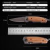 Tactical Knife, Convenient For Daily Carrying, Hunting, Camping, Survival, Men's Gift, Self-Defense Folding Knife - wood handle