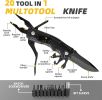 Pocket Knife 9 in1 Multi-tool Tactical Knife with Blade Saw Pliers Screwdriver Bottle Opener Full Stainless Steel Folding Knife - Black