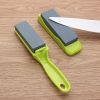 1pc Knife Sharpener With Handle; Sharpening Kitchen Tool; Household Labor-saving Sharpener - Green