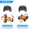 Kid Driving RC Stunt Car 7 Color Strip Light Dynamic Music Swing Arm Orange