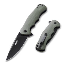 Folding Pocket Knife 3.5 in/8.8 cm D2 Steel Blade G10 Handle Pocket Clip - Default