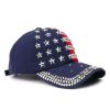 Spring and summer drilling rivet baseball cap American flag advertising cap Trump Trump election visor - red - Adjustable