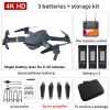 E58 Drone 1080P HD Camera WiFi Collapsible RC Quadcopter Helicopter Toy - E58 Black 3 Battery - 4K