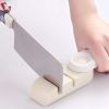 Knife Sharpener Portable Double Mini Grindstone Rotatable Handle Sharpening Cutter Home Kitchen Gadget Tool - beige