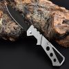 Stainless Steel Folding Knife, Outdoor Camping Hiking Pocket Knife, Self-Defense Folding Mini Knife, Men's Gift - black