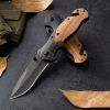 Multi Functional Single Handed Quick Folding Knife Suitable For Outdoor Camping And Fishing As A Gift For Dad And Husband - wood handle