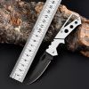 Stainless Steel Folding Knife, Outdoor Camping Hiking Pocket Knife, Self-Defense Folding Mini Knife, Men's Gift - black