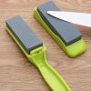 1pc Knife Sharpener With Handle; Sharpening Kitchen Tool; Household Labor-saving Sharpener - Green