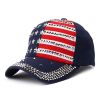 Spring and summer drilling rivet baseball cap American flag advertising cap Trump Trump election visor - red - Adjustable