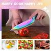 14 Pieces Fancy Rainbow Titanium Coating Kitchen Knife Set - Default